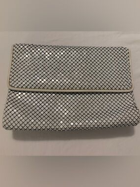 Whiting and Davis Elegant White Sequin Mesh Clutch